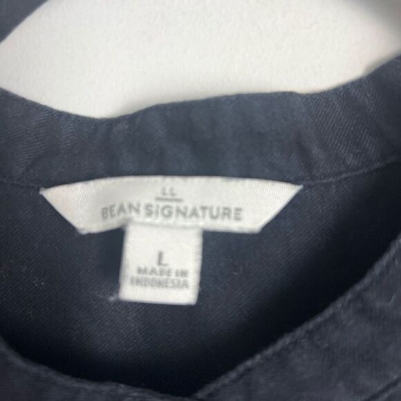 L.L. Bean Signature 100% Cotton Black Embroidered Pheasant Print Classic Blouse - Picture 10 of 12